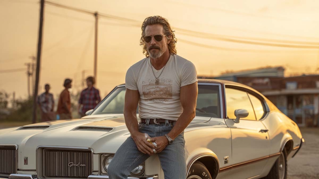 dazed-and-confused-plakat-usa-auto-mann-sonnenbrille-kiffer-kiffen-film-lustig-witzig-tipp-stream-apple-netflix-kinofilm-sonnenuntergang