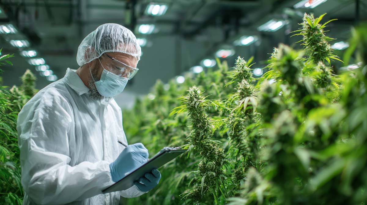 cannabis-hersteller-plantage-doku-foto-ernte-vorbereitung-checkliste-pruefen-pflanzen-abends