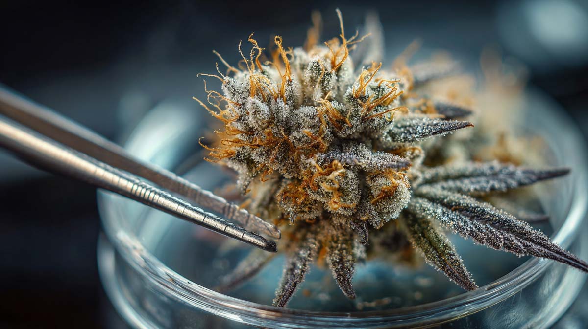 cannabis-hersteller-plantage-doku-foto-orange-bud-ernte-fertig-shop-vorher-test-labor-glas-pinsette