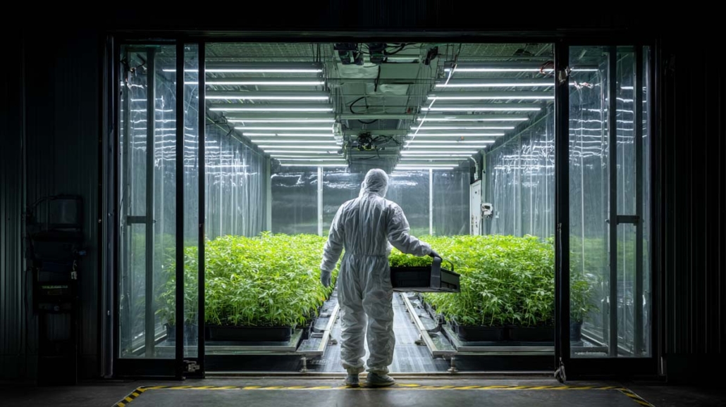 cannabis-hersteller-plantage-doku-foto-schutzraum-aufzucht-haze-kulturen-mann-offnet-tueren