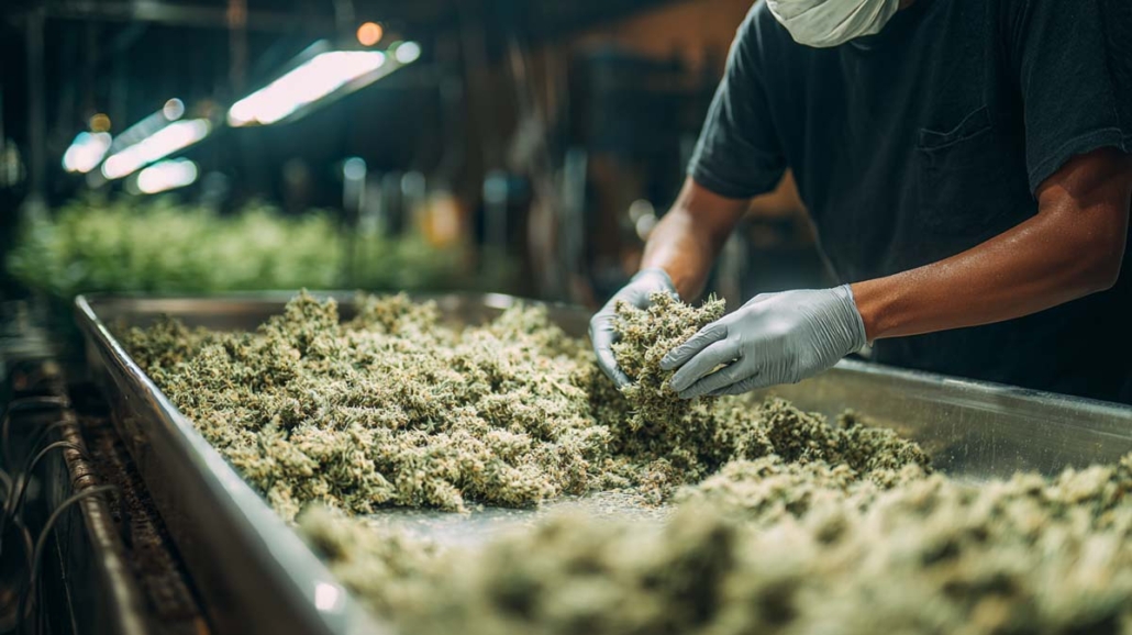 cannabis-hersteller-plantage-doku-foto-trocknung-blueten-100-kg-weed-tisch